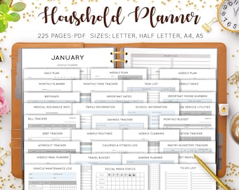 Household Planner, Home Management Planner, Household Binder, Family Planner, Home Organization, Mom Financial Printable Inserts PDF Refill