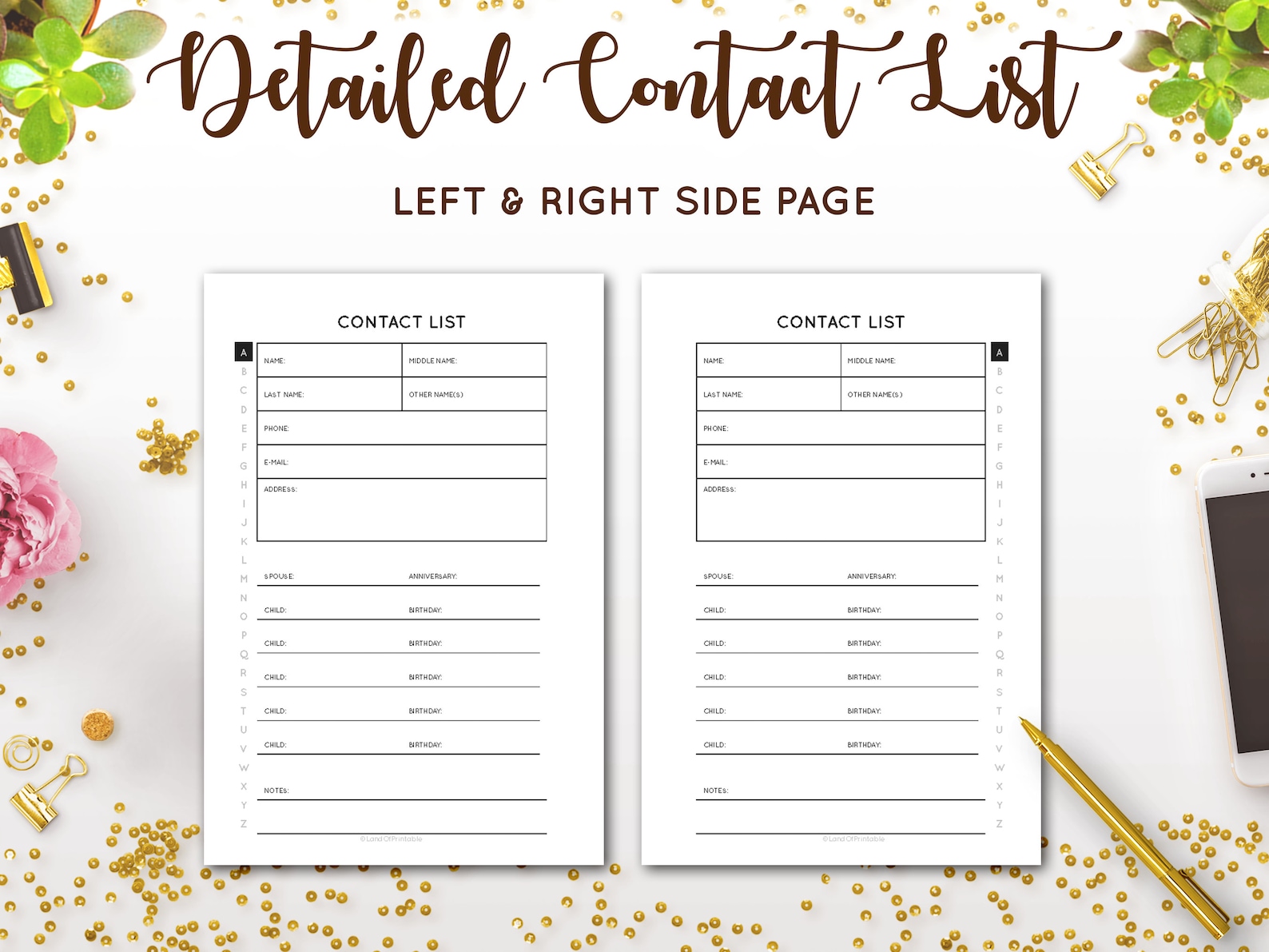 Detailed Address Book, Address Book With Tabs, Contact List, Address ...