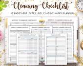 CLEANING PRINTABLE Cleaning Planner Checklist Home Management Weekly Monthly Cleaning Schedule Routine Mambi Happy Planner Insert PDF Refill
