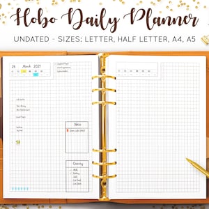 Hobonichi Daily Planner, Hourly Planner, Grid Planner, Undated Planner, Hobo Techo, Minimal Planner, Printable Letter, A5 Inserts PDF Refill