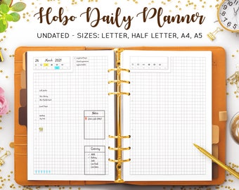 Hobonichi Daily Planner, Hourly Planner, Grid Planner, Undated Planner, Hobo Techo, Minimal Planner, Printable Letter, A5 Inserts PDF Refill