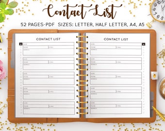 Printable Phone Book Template - Etsy