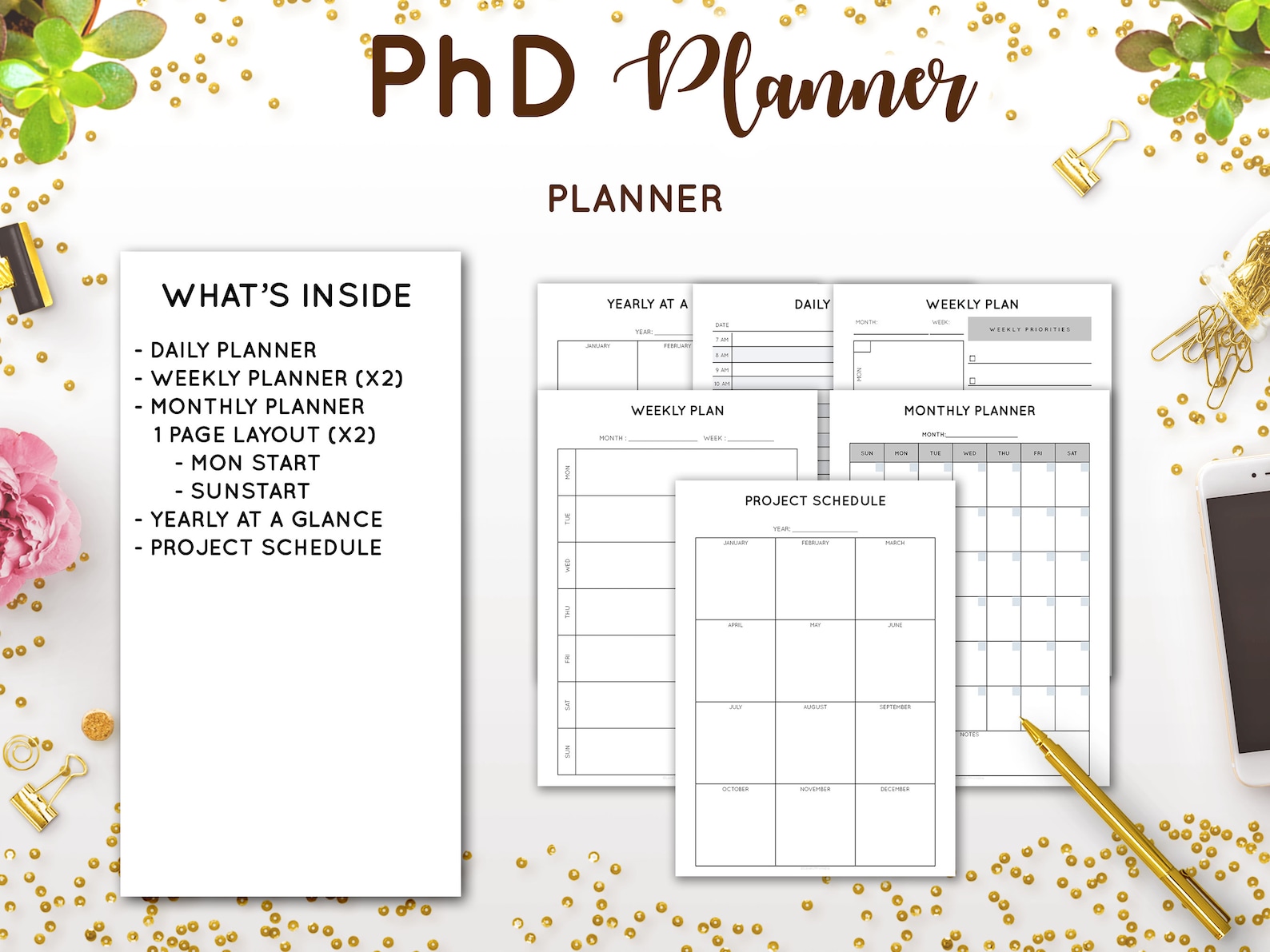 Phd Planner Graduate School Planner Thesis Planner Etsy