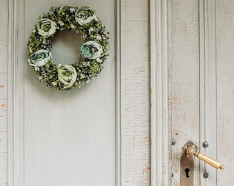 Green peony door wreath, Front door wreath, Peonies, Summer wreath, Spring wreath, Greenery Wreath, Wreath All Year Round, Everyday Wreath,
