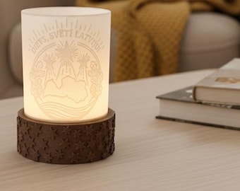 Gezellige op Letland geïnspireerde theelichthouder | 3D-geprinte led-kaarshouder | Warm vlamloos woondecoratiecadeau