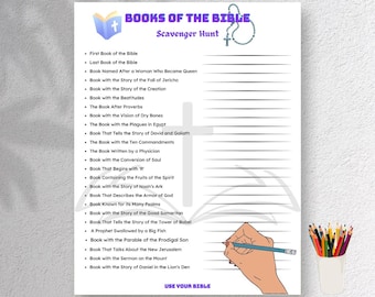 Sunday School Activities | Sunday School Lesson | Bible Scavenger Hunt Game |  Printable Church Game | Bible Game for Kids & Teens