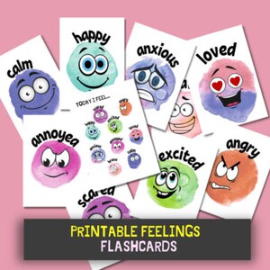 Emotions Chart | School Counselor | Montessori Inspired | Montessori Flashcards | Montessori Printable | Calm Corner | Homeschool Resource