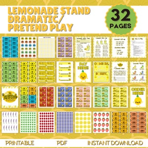Lemonade Stand Decor Kit, DIY Summer Activity, Imaginative Role Play, Pretend Dress Up Set, Preschool Activities, Kindergarten, Printable