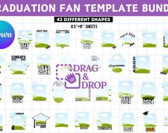 Plantilla de ventilador de paleta de graduación / Plantilla de ventilador de paleta de graduación / Fans de graduación personalizados / Clase de 2024 / Plantilla de topper de pastel de graduación
