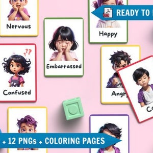 Feeling Emotions FlashCards, Zones Of Regulations, Autism Montessori Materials, Calming Corner Picture Cards, Special Needs, Mood Tracker
