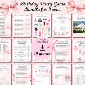 Birthday Party Games For Teens | 16Th Birthday Decorations | Instant Download | Would She Rather | Teen Girl Birthday Games