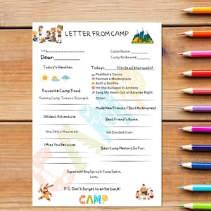 Printable Letter From Camp | Instant Download | Summer Camp Letter | Gift For Camper | Kids Summer Camp | Camp Stationery | Digital File