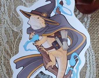 Lizard Wizard - Bearded Dragon: Fire Sticker/Print