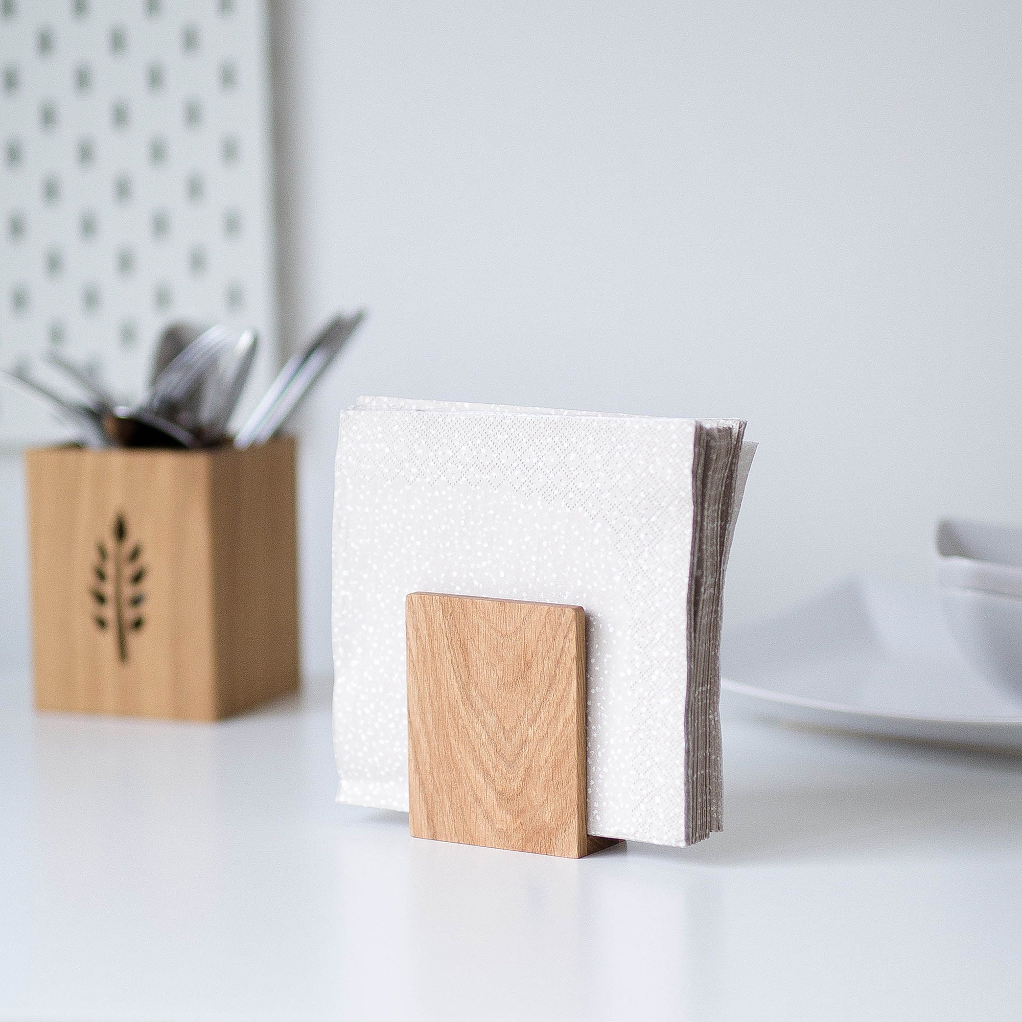 Personalized napkin holder. Kitchen decor. Rustic table napkin Etsy