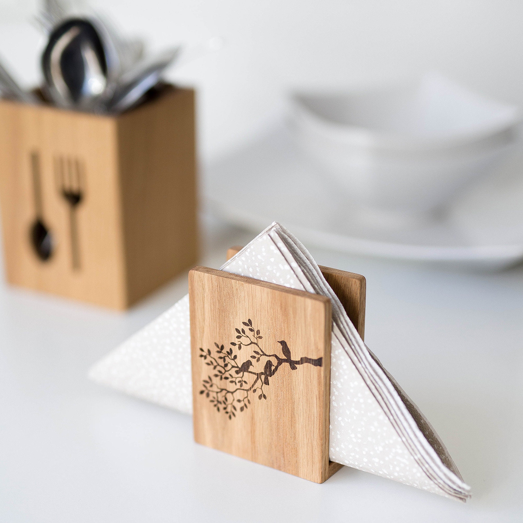 Personalized napkin holder. Kitchen decor. Rustic table napkin Etsy