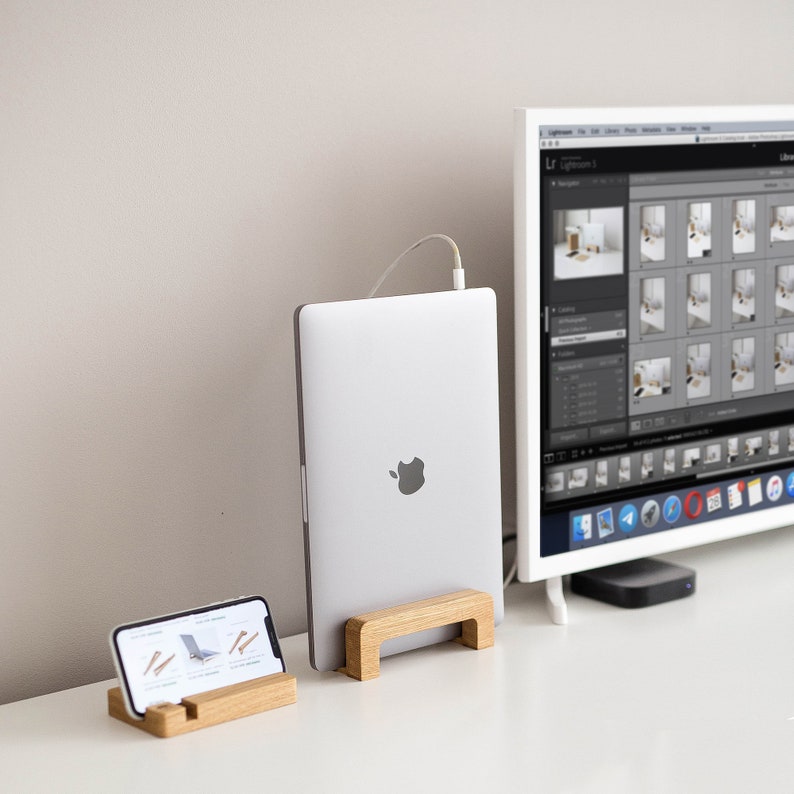 Wallmounted Wood Laptop Holder Vertical Macbook 13 14 16 Etsy