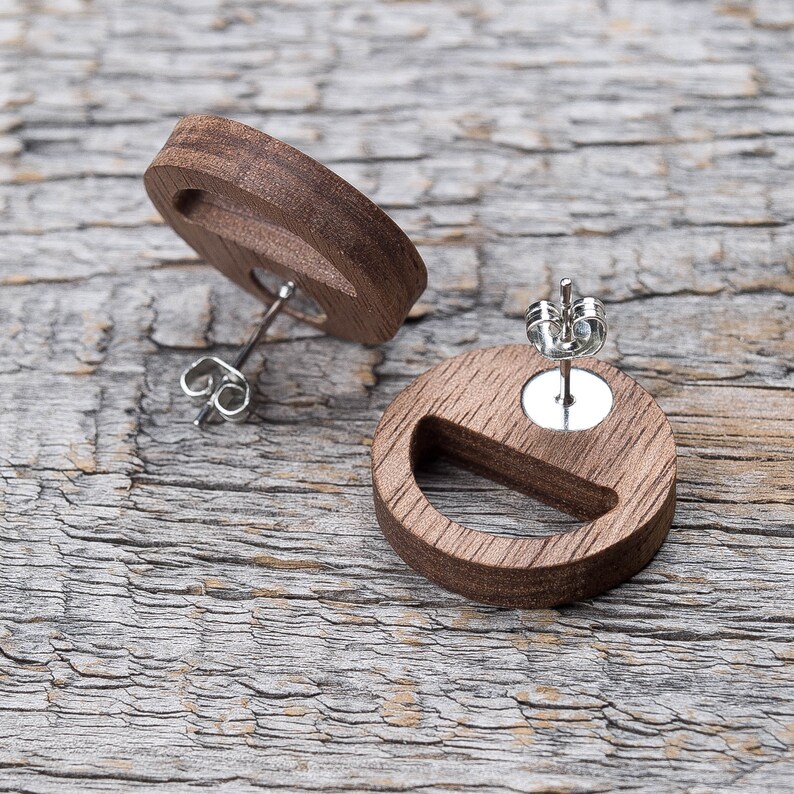 Wood Studs Wooden Earrings Walnut Stud Earrings. Stud Wood Etsy