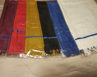 UniSex Hebrew Shawl/Scarf Wrap w/Fringes &Blue Border