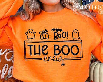 ブークルー SVG、かわいいハロウィン SVG、不気味な雰囲気 SVG、ハロウィンファミリーシャツ SVG、ハロウィンキッズ SVG、ブースクワッド SVG、面白いハロウィン SVG