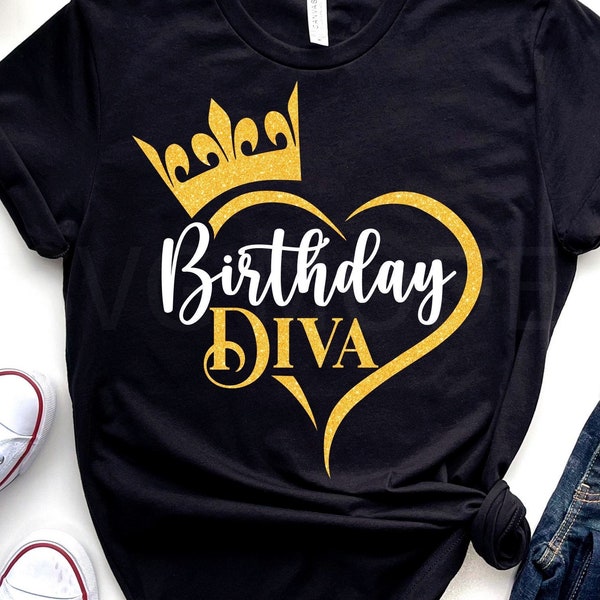 Birthday Diva SVG PNG PDF, Birthday Queen Svg, Birthday Diva T-Shirt Svg, It's My Birthday Svg, Birthday T-Shirt Svg, Happy Birthday Svg
