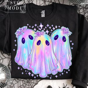 Iridescent Ghost Pumpkin PNG Retro Halloween Neon Ghost Png Trendy Neon Spooky Vibes Png Cute Boo Ghost Coquette Png Spooky Season Png
