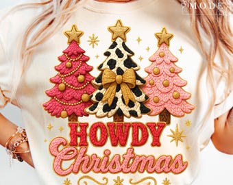 Howdy Christmas PNG, Western Cowgirl Christmas (Digital Download)
