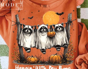 Funny Halloween Raccoon PNG: 'Hanging With My Boos' Digital Art (Digital Download)