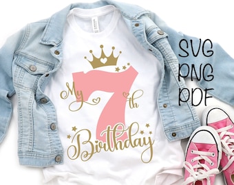 Happy 7th birthday girl shirt Clearance