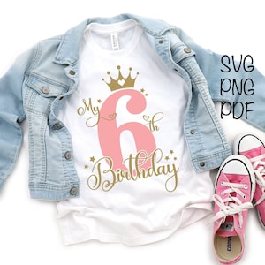 6.Geburtstag SVG PNG PDF, Sechster Geburtstag Handgemacht, Geburtstagsgeschenk, Sechster Geburtstag Cricut Cut Dateien, Mein 6