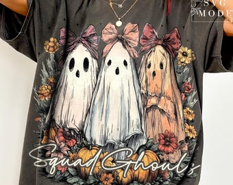 Squad Ghouls Girly PNG, Halloween Fall Ghost Png, Coquette Ghost Png, Halloween Png, Autumn Vibes Png, Spooky Season Png,Girly Halloween Png