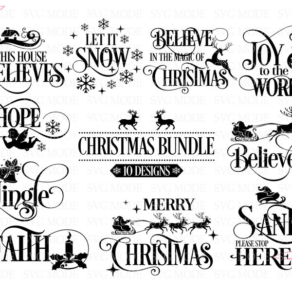 Christmas SVG Bundle, Christmas Svg Png Pdf, Farmhouse Christmas Svg, Christmas Words Bundle, Merry Christmas Svg, Winter Svg, Holiday Svg