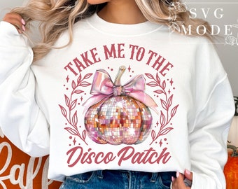 Take Me To The Pumpkin Patch PNG, Pumpkin Patch Girly, Disco Ball Pumpkin Png, Thanksgiving Png, Pumpkin Spice Png, Coquette Pumpkin Png