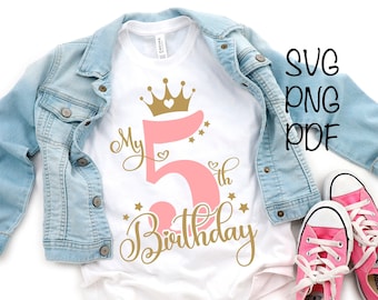5th Birthday SVG PNG PDF , 5th Birthday Svg, Birthday Svg, Fifth Birthday Cricut Cut Files, My 5th Birthday Svg, It&#39;s My Birthday Svg