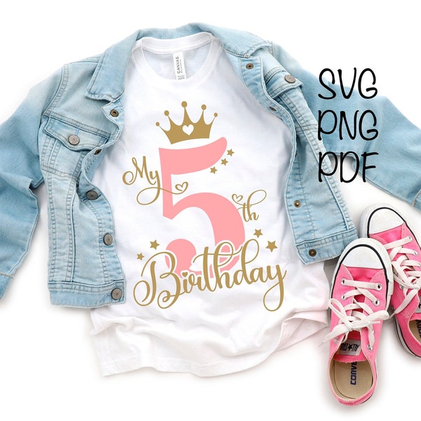 5th Birthday SVG PNG PDF , 5th Birthday Svg, Birthday Svg, Fifth Birthday Cricut Cut Files, My 5th Birthday Svg, It's My Birthday Svg