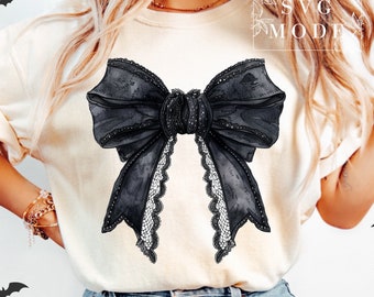 Halloween Gothic Coquette Bow PNG, Retro Halloween Png, Black Coquette Bow Png, Gothic Png, Black Bow Png, Soft Girl Png, Halloween Bow Png