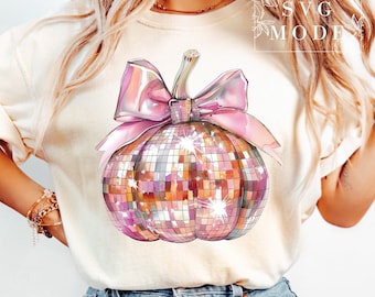 Disco Ball Pumpkin PNG, Thanksgiving Png, Pumpkin Spice, Spooky Mama Png, Coquette Pumpkin Png, Pumpkin Patch Girly Png, Pumpkin Season Png