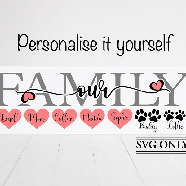 Notre famille personnalisé Svg, famille avec des noms Svg, notre famille Svg, bienvenue à notre maison Svg, famille tuile Svg, famille signe Svg, famille Svg