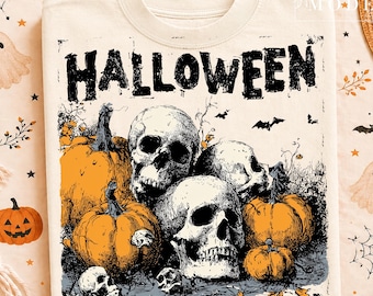 Vintage Halloween Skulls PNG Halloween Skull Fall Png Halloween Png Skeleton Png Spooky Season Png Fall Png Horror Pumpkin Png Spooky Png