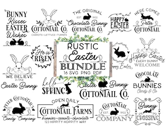 Easter Bundle SVG PNG, Easter Farmhouse Svg Bundle, Happy Easter Svg, Easter Svg, Easter Farmhouse Decor, Hello Spring Svg, Cottontail Svg