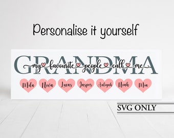 My Favorite People Call Me Grandma Personalised Gift, Grandma Tile with Names Svg, Birthday Gift for Grandma, Personalised Grandma Gift