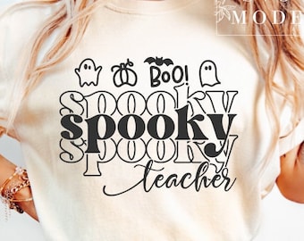 Spooky Teacher SVG PNG, Trick or Teach Svg, Funny Halloween Svg, Halloween Teacher Svg, Halloween Shirt Svg, Spooky Vibes Svg, Spooky Svg