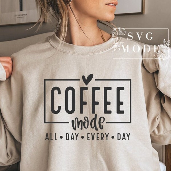 Coffee Mode SVG PNG, Coffee Svg, Retro Coffee Svg, Coffee Lover Svg, Coffee Helps Svg, Trendy Svg, Funny Coffee Svg, Mom Life Svg, Tired Svg