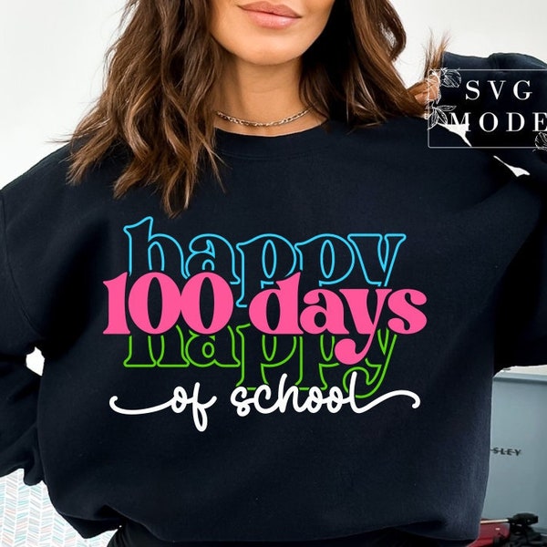 100 Days of School SVG PNG PDF, 100 Days Shirt Svg, School Svg, 100 Days Brighter Svg, Happy 100 Days Svg, Teacher Appreciation Svg