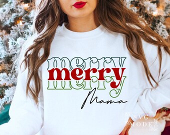 Merry Mama SVG PNG PDF, Camisa de Natal Svg, Christmas Mom Svg, Retro Merry Mama Svg, Christmas Svg, Christmas Jumper Svg, Winter Svg