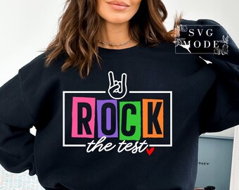 Rock The Test SVG PNG PDF, test dag leraar shirt SVG, Testing Squad SVG, test dag SVG, testen SVG, afstuderen SVG, school test dag SVG