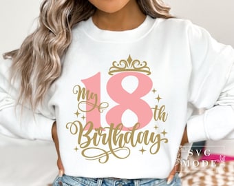 Finalmente 18 SVG PNG PDF, 18esimo compleanno in formato Svg, dolce 18 camicia in formato Svg, è il mio compleanno in formato Svg, festa del 18esimo compleanno in formato Svg, file del 18esimo compleanno per Cricut