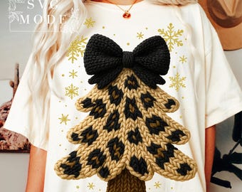 Leopard Faux Yarn Christmas Tree PNG, Winter Sublimation (Digital Download)