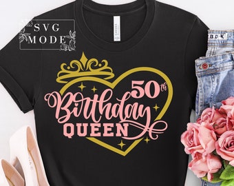 Fifty And Fabulous SVG PNG, Hello Fifty Svg, 50th Birthday Svg, Birthday Queen Svg, It's My Birthday, 50th Birthday Shirt Svg, Birthday Svg