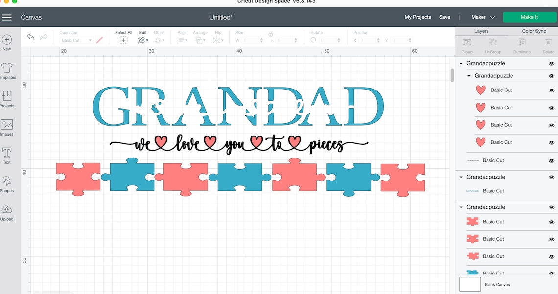 Download Grandad We Love You to Pieces Svg Personalised Family Svg ...
