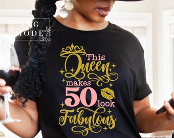Fifty And Fabulous SVG PNG, Hello Fifty Svg, 50th Birthday Svg, Birthday Queen Svg, It's My Birthday, 50th Birthday Shirt Svg, Birthday Svg